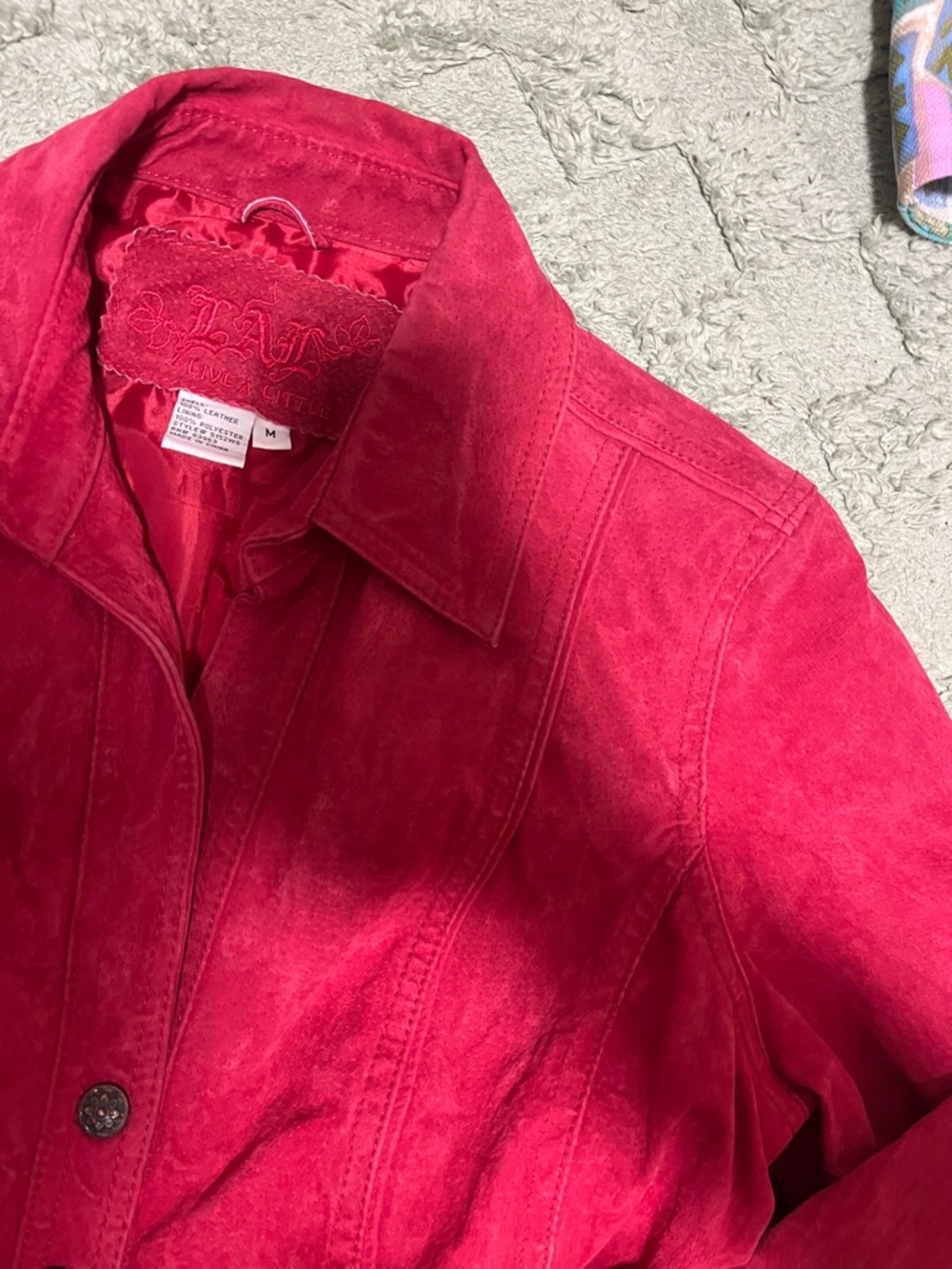 Live a Little Hot Red Suede Leather Jacket